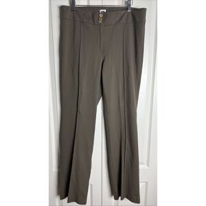 Anne Klein Women's Brown Dress Pants Size 12 Gold Lion Buttons Wide Leg D34